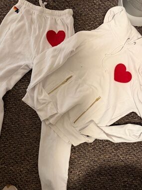 Aviator nation White Hoodie with Red Patch Accent
